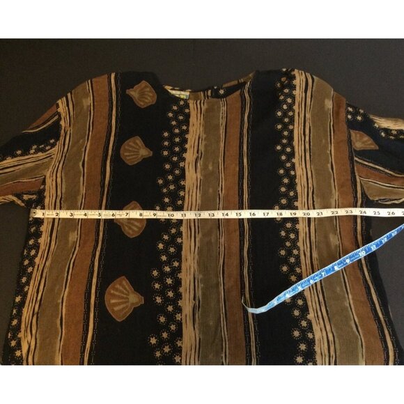 Vintage WAVES Rayon Tunic Top Made In India Seashell Stripes Size L - Picture 7 of 8